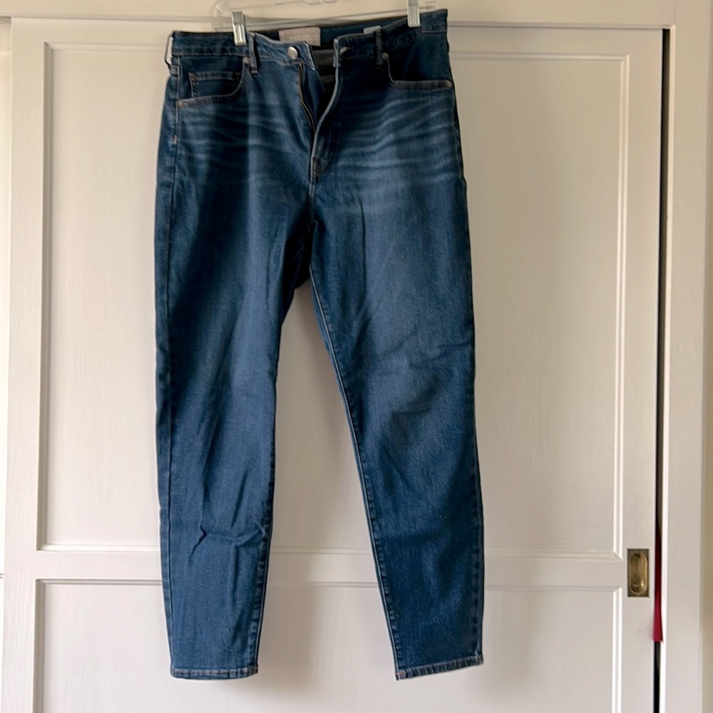 Everlane Curvy High rise skinny denim jeans, dark blue wash